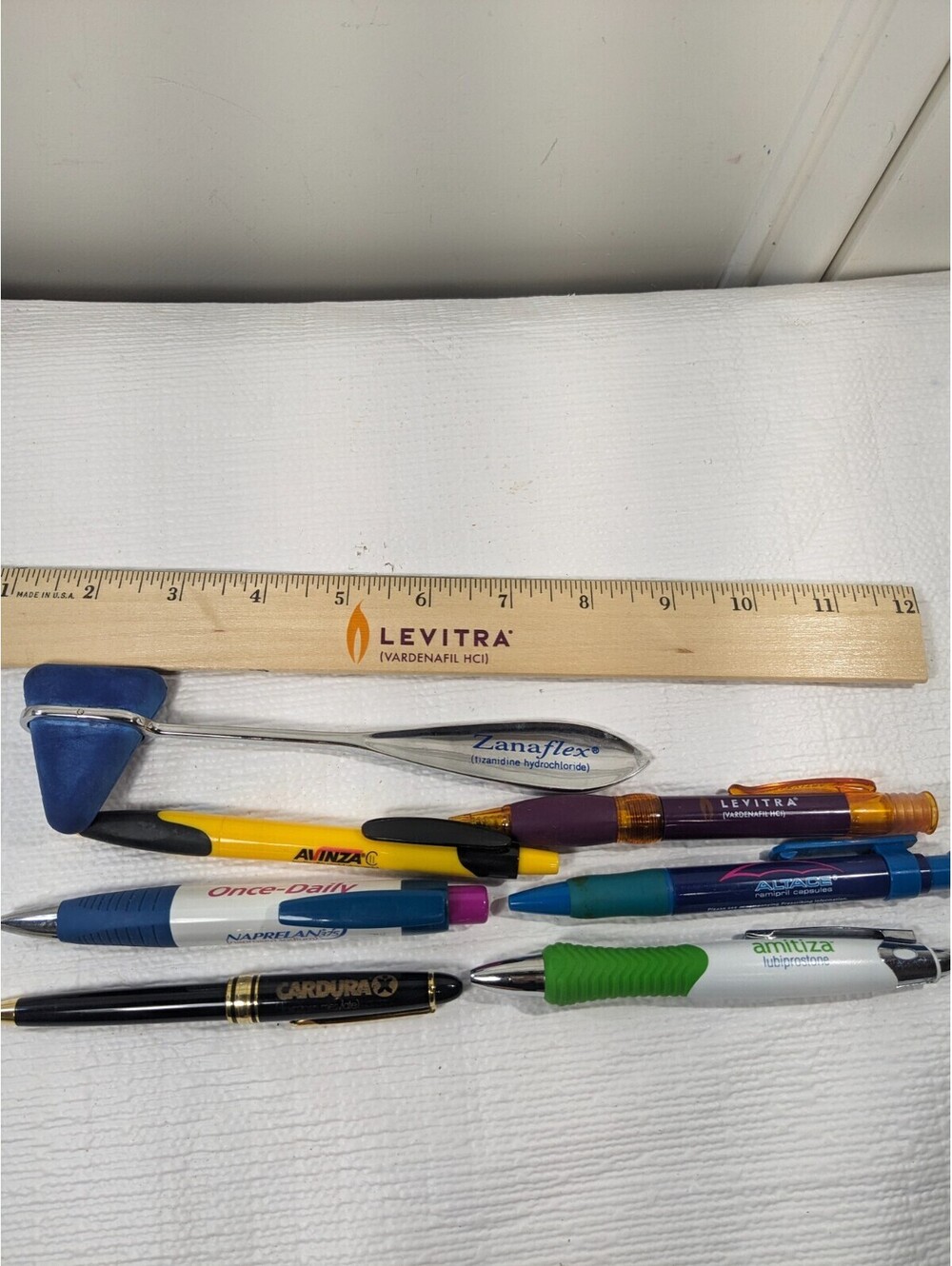 Pharmaceutical drug promo rep pen ruler hammer SET Altace Amitiza Levitra Avinza